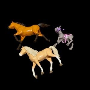 Kids Toy Horse Set - Orange, Gray, and Tan